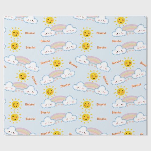 至福の日差しと虹の幸せな雲、太陽 ラッピングペーパー (フラット)