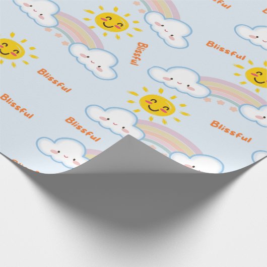 至福の日差しと虹の幸せな雲、太陽 ラッピングペーパー (角)