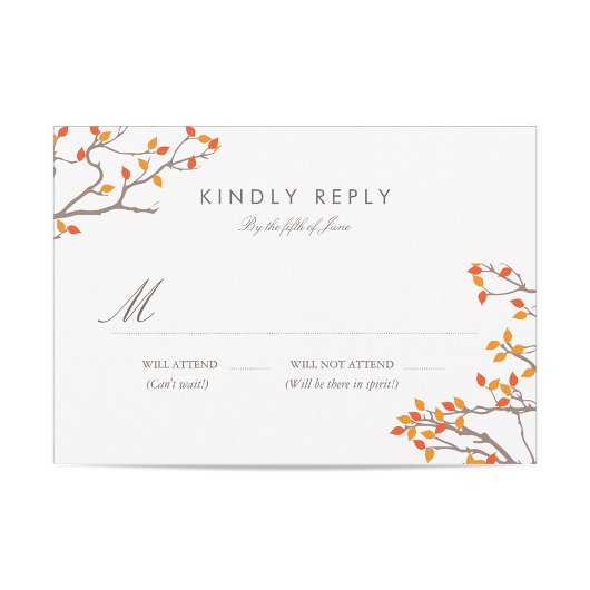 至福の枝の結婚式RSVP 出欠カード