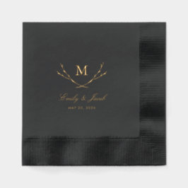 至福の枝結婚のモノグラム 箔ナプキン