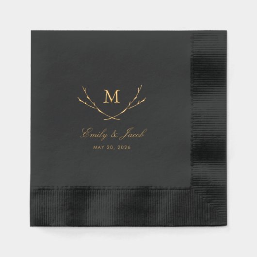 至福の枝結婚のモノグラム 箔ナプキン (正面)