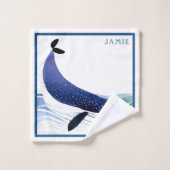 至福の波とクジラのカスタマイズ可能なタオルのセット バスタオルセット (ウォッシュタオル)