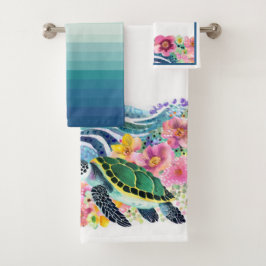 至福の波と亀のカスタマイズ可能なタオルのセット バスタオルセット