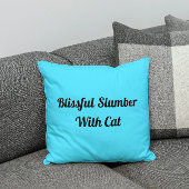 至福の眠りと猫ペットパーソナライズされたブルー クッション