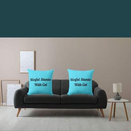 至福の眠りと猫ペットパーソナライズされたブルー クッション