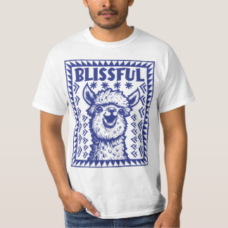 至福の笑顔のアルパカ – 幸せを受け入れる Tシャツ