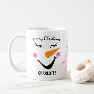 至福の笑顔の雪だるま。メリークリスマス コーヒーマグカップ