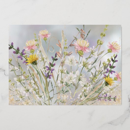 至福の開花ウェディング日付カードを保存 箔招待状 (裏面)