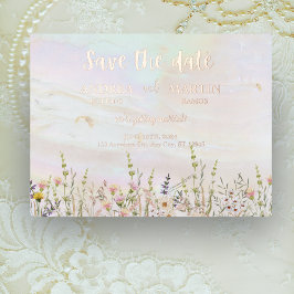 至福の開花結婚式の日付を保存 箔シーズンポストカード