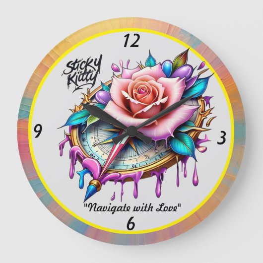 「至福コンパスバラエンブレム」 ラージ壁時計 (正面)