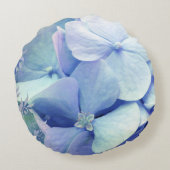 至福、タマキビの青いアジサイの円形の枕 ラウンドクッション (裏面)