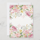 至福 | 赤面ピンクフェイクと金ゴールド結婚フローラ 招待状 (裏面)