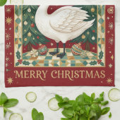 至高の白鳥のクリスマス キッチンタオル (折り畳み)