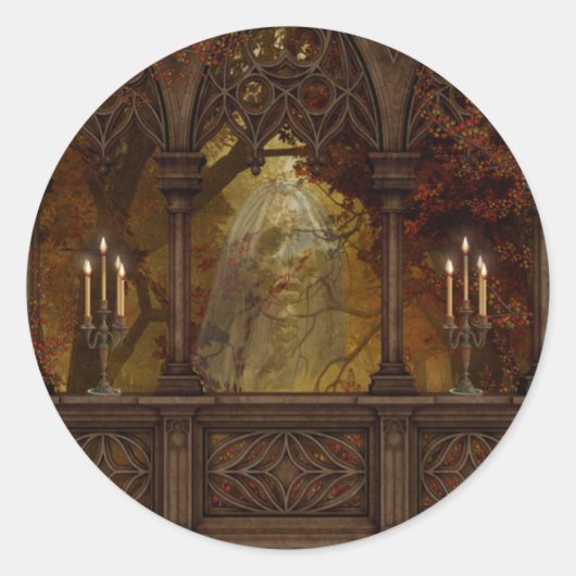 致命的な姿ハロウィーンステッカー ラウンドシール (正面)