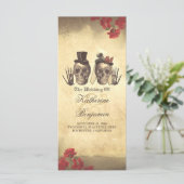 致命的な素晴らしいゴシックのスカルカップルの結婚式プログラム プログラム (スタンド正面)