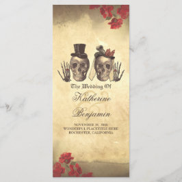 致命的な素晴らしいゴシックのスカルカップルの結婚式プログラム プログラム