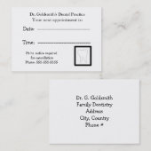 臼歯アポイントメントデザイン 予約カード (正面/裏面)