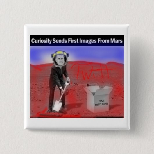 興味によって斑点を付けられる火星のRomneyのhids税 缶バッジ (正面)