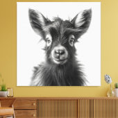 興味をそそるモノクロ調和のとれたベビーヤギ キャンバスプリント (インサイチュ (リビング))