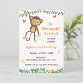 興味津々のサル誕生日招待状 招待状 (スタンド正面)