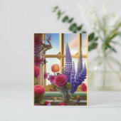 興味深いカラフルフローラブーケ ポストカード (スタンド正面)