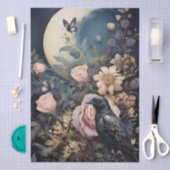 興味深いファンタジーゴシックレイヴン&花模様 薄葉紙 (クラフト)