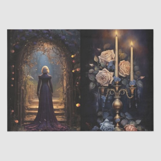 興味深いファンタジーゴシック花模様の切り離し 薄葉紙 (正面)