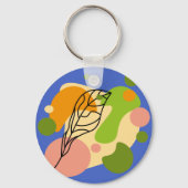 興味深い抽象芸術葉スポット キーホルダー (正面)
