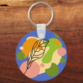 興味深い抽象芸術葉スポット キーホルダー (正面)