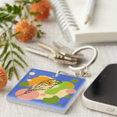 興味深い抽象芸術葉スポット キーホルダー (正面右)