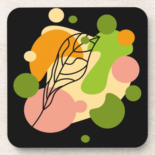 興味深い抽象芸術葉スポット コースター (正面)