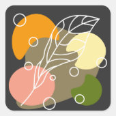 興味深い抽象芸術葉スポット スクエアシール (正面)