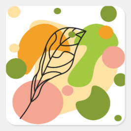 興味深い抽象芸術葉スポット スクエアシール