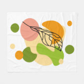 興味深い抽象芸術葉スポット フリースブランケット (正面(横))