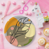 興味深い抽象芸術葉スポット ペーパープレート (パーティー)