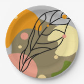 興味深い抽象芸術葉スポット ペーパープレート (正面)