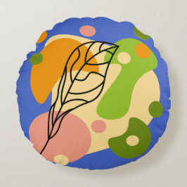 興味深い抽象芸術葉スポット ラウンドクッション