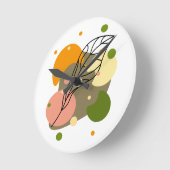 興味深い抽象芸術葉スポット ラウンド壁時計 (傾斜)