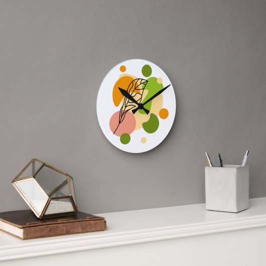 興味深い抽象芸術葉スポット ラウンド壁時計 (オフィス)
