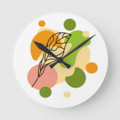 興味深い抽象芸術葉スポット ラウンド壁時計 (正面)