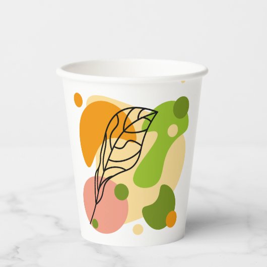興味深い抽象芸術葉スポット 紙コップ (正面)