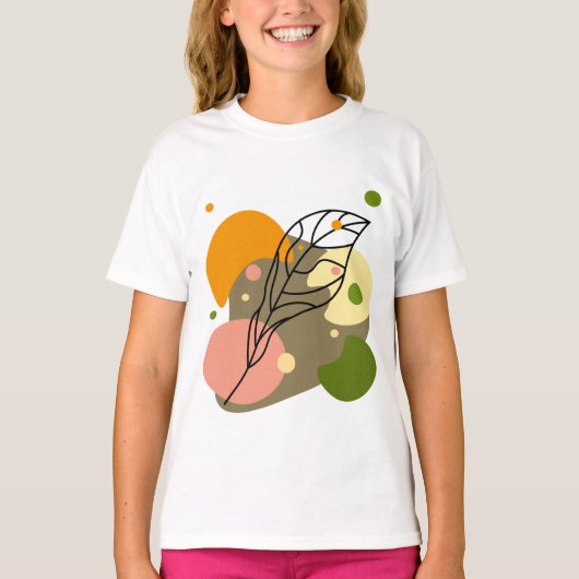 興味深い抽象芸術葉スポット Tシャツ (正面)