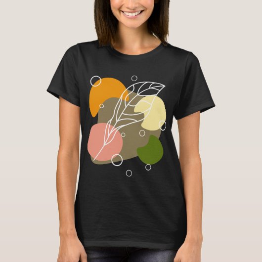 興味深い抽象芸術葉スポット Tシャツ (正面)