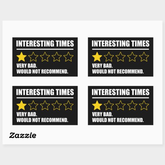 興味深い時代 – 非常に悪い推奨しない 長方形シール (シート)