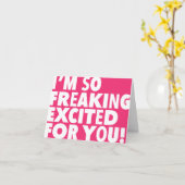 興奮したピンクのお祝いカード カード (黄色い花)