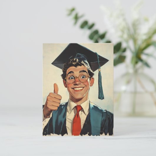 興奮した与え大学院生 ポストカード (スタンド正面)