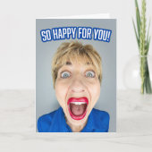 興奮した女性に対しおもしろいてお祝い シーズンカード (正面)