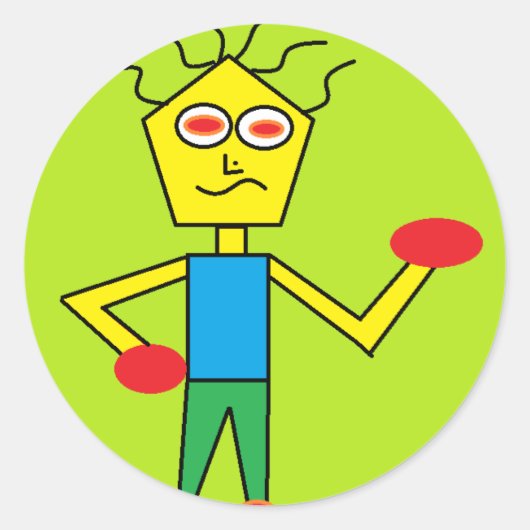 興奮した男 ラウンドシール (正面)