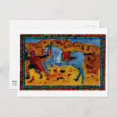 興奮した馬のはがきを持つ新郎 ポストカード (正面/裏面)