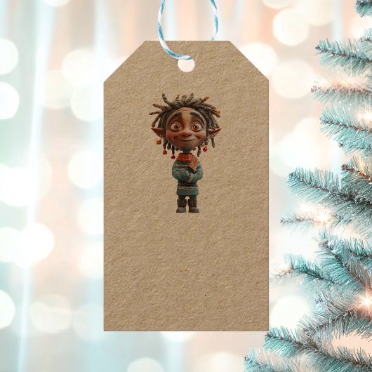 興奮した10代のクリスマス小妖精や小人クラフトギフトラベル ギフトタグ